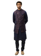 Manyavar Kurta Jacket Set With Payjama For Men, Full Sleeves Mandarin Collar Ethnic Wear Jacket Set For Festival, Wedding, Party