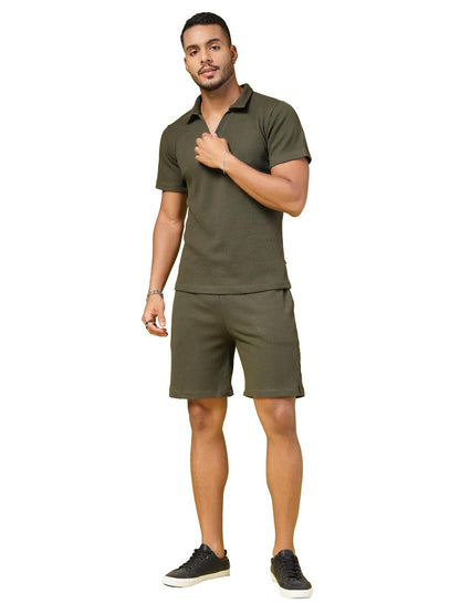 Rigo Waffle Knit Co-ord Set for Mens | Night Suit Set | Lounge-wear Nightdress Pajama Set | Night Wear, Beach Wear, Vacation We