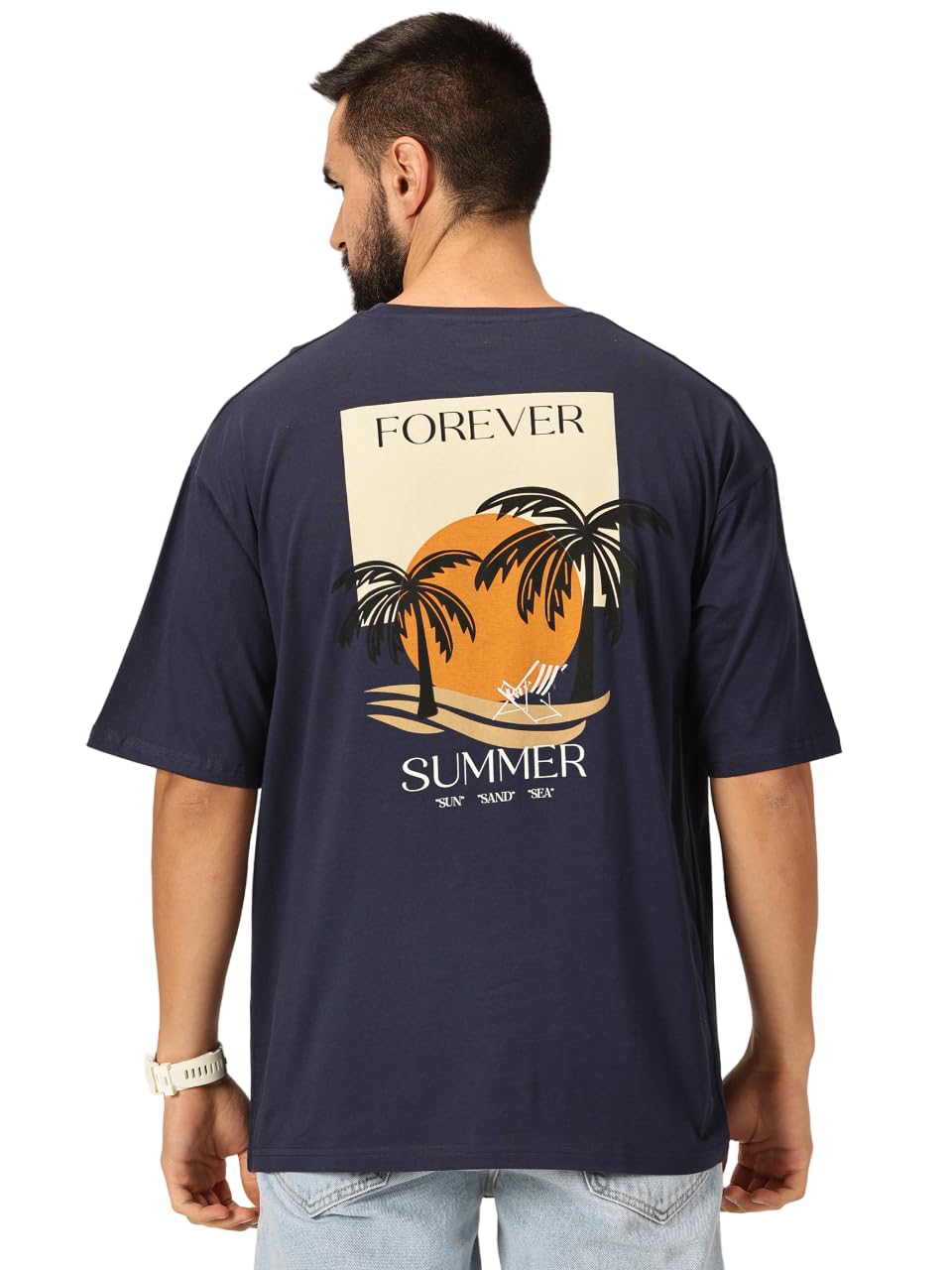 Thomas Scott Mens Oversized Fit T-Shirt (TSKOversized_Navy Forever