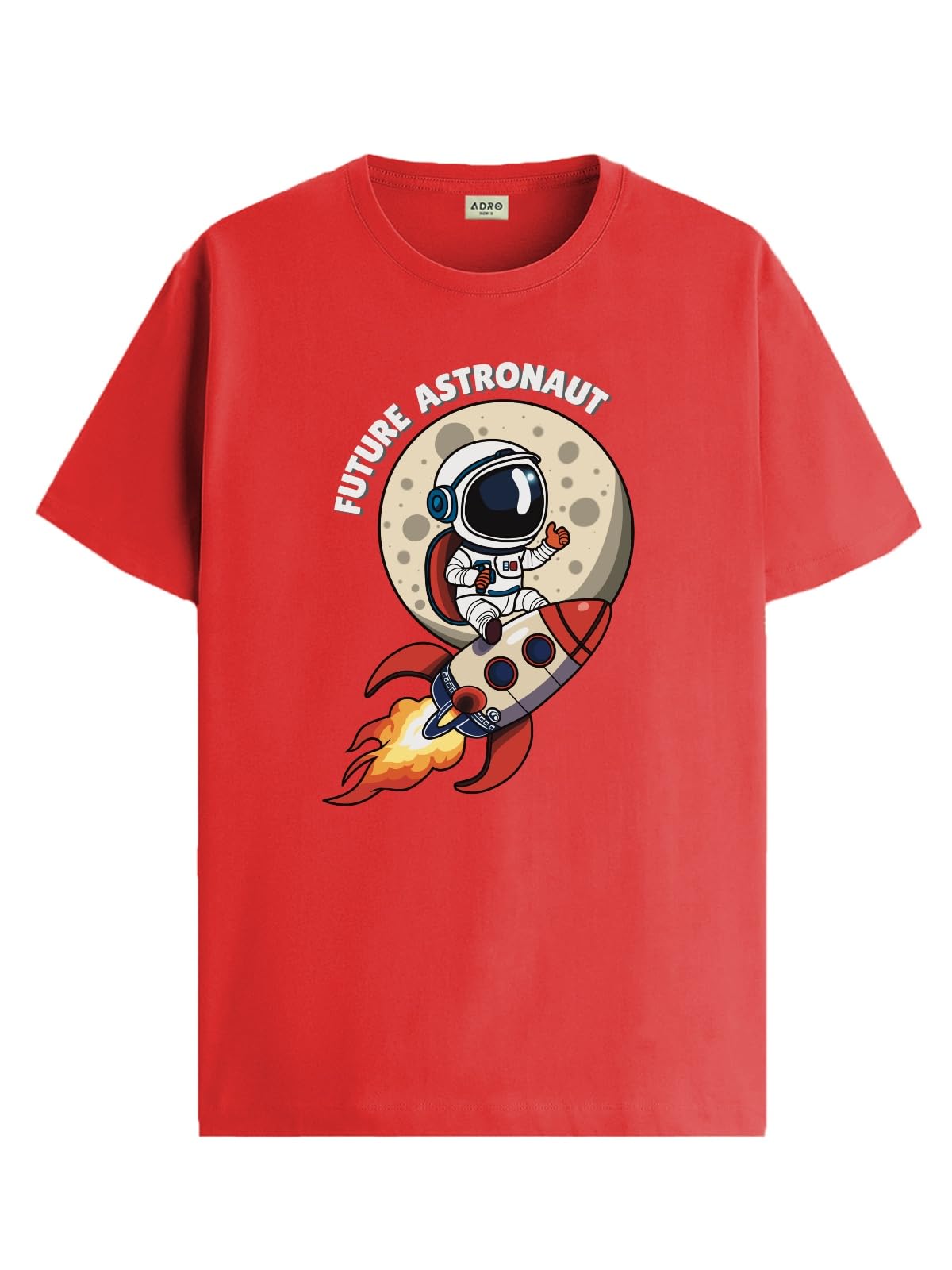 ADRO T Shirts for Boys & Girls | Astronaut Printed T-Shirt | Ages 3-14 | 100% Cotton Round Neck Tshirt for Boys |KRN-L2-ASTRO-RD