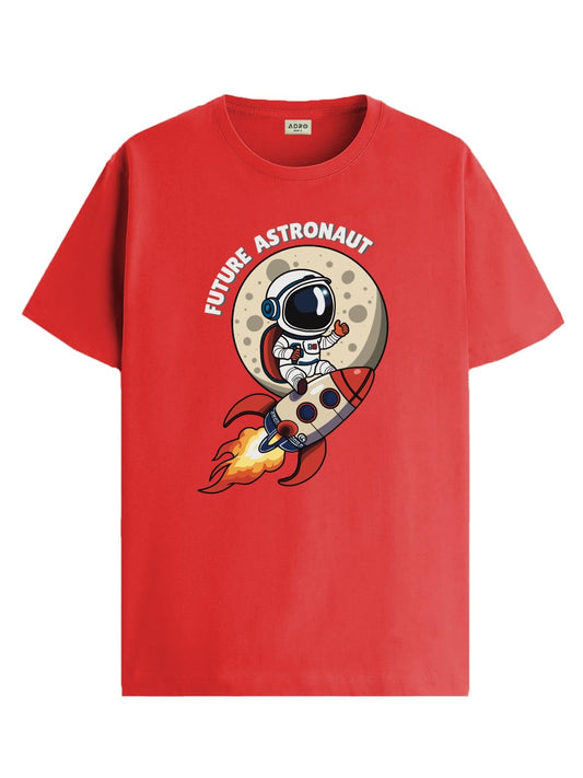 ADRO T Shirts for Boys & Girls | Astronaut Printed T-Shirt | Ages 3-14 | 100% Cotton Round Neck Tshirt for Boys |KRN-L2-ASTRO-RD