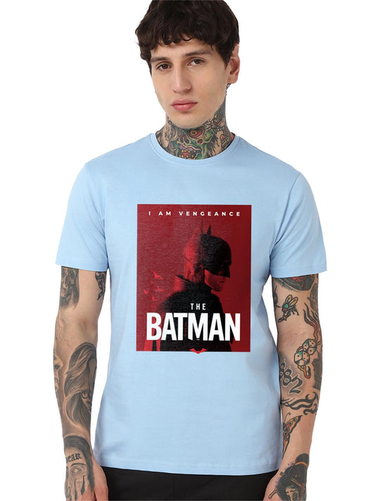Bewakoof Official Dc Merchandise Batman Mens Graphic Print Regular Fit Half Sleeve Round Neck Cotton T-Shirt_684602_Blue_L