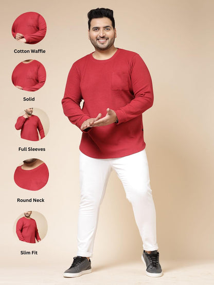 Rigo Plus Size T-Shirt for Men | Round Neck, Solid T-Shirt for Men | Full Sleeves Plus Size T-Shirt for Men | Casual Wear, Styli