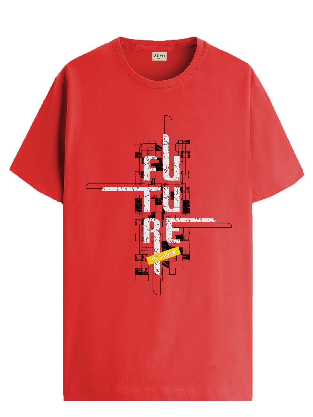 ADRO Men's Graphic Printed 100% Cotton T-Shirt - Regular Fit, Printed T-Shirts for Men (RN24-FTR-RD_Red)
