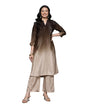 Varanga Women Embroidered Kurta Set With Tonal Bottom  Camel Brown, Sequins & Beads Embellished, Three-Quarter Sleeves, Stylish