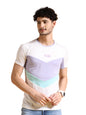 The Indian Garage Co Men Drop Shoulder Loose fit Colourblocked Round Neck Tshirt White