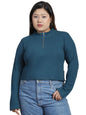 Rigo Womens Waffle High Neck Top (WTOP355-1395PLS_Teal Green