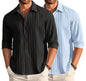 Deelmo Combo Of MenS Casual Button Down Shirts Long Sleeve Linen Shirt Fashion Textured Summer Shirts Pack Of 2 Black - Sky Blu
