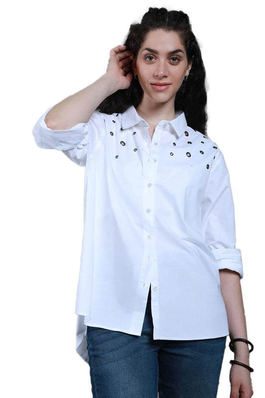 High Star WomenS Oversized Fit Shirt (Hswshs2436_White