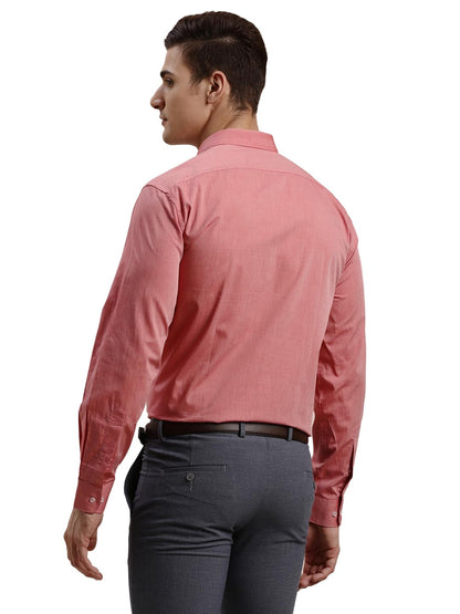 Turtle Men 100% Cotton Regular Fit Solid Pink Formal Shirt