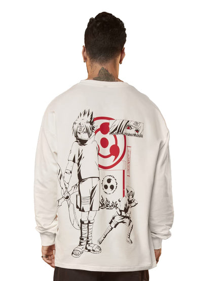 The Souled Store| Official Naruto: Uchiha Clan Mens and Boys T-Shirts|Full Sleeve|Oversized fit Graphic Printed|100% Cotton Nude