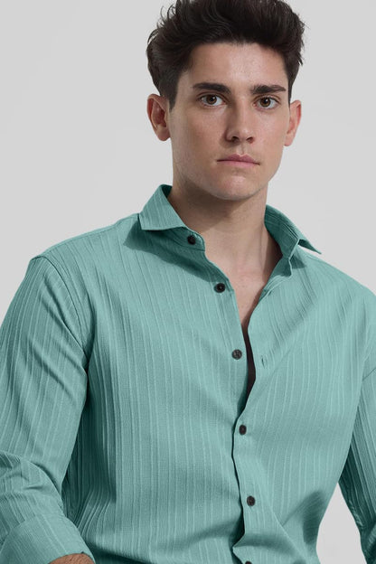 Finivo Fashion MenS Casual Cotton Plain Button Down Shirts Full Sleeve Textured Summer Beach Shirt For Men Turquoise