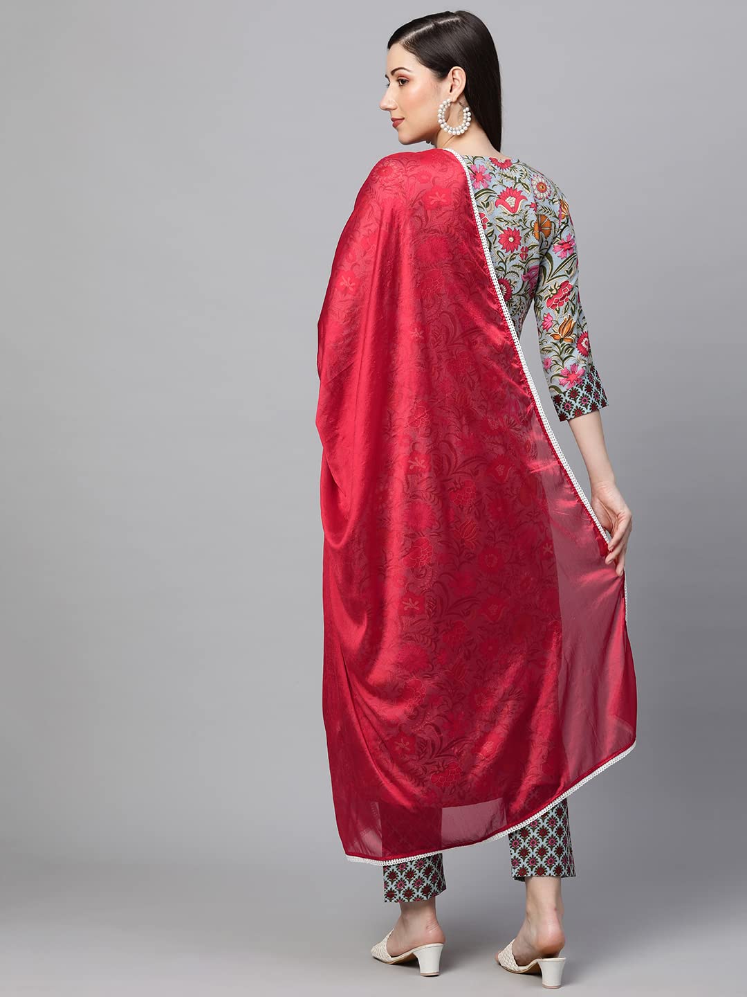 ANNI DESIGNER Women's Pure Cotton Printed Straight Kurta, Pant & Dupatta (Sunu)