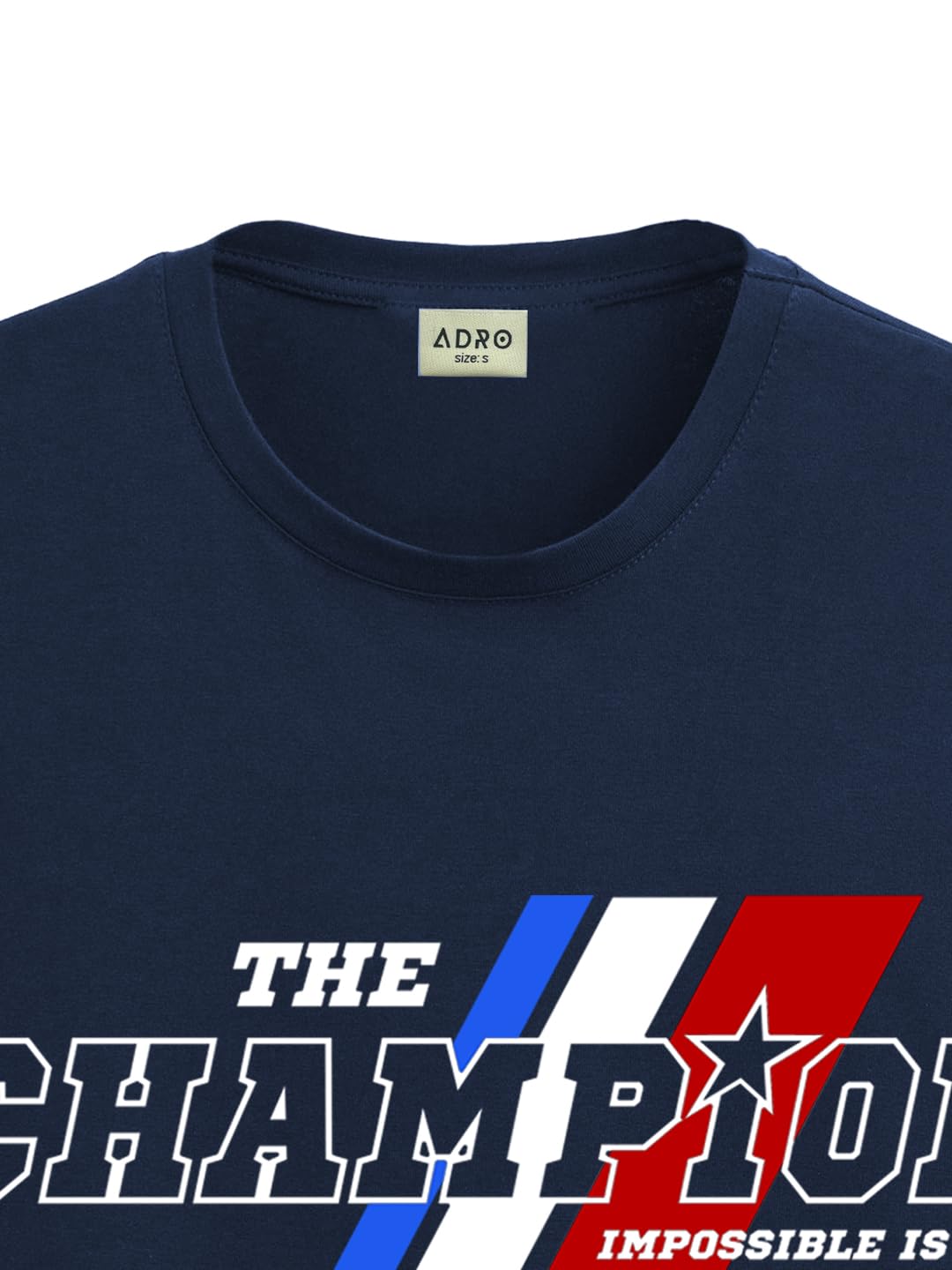 ADRO Men's Graphic Printed 100% Cotton T-Shirt - Regular Fit, Printed T-Shirts for Men (RN24-CMP-NB_Navy)