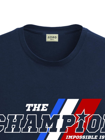 ADRO Men's Graphic Printed 100% Cotton T-Shirt - Regular Fit, Printed T-Shirts for Men (RN24-CMP-NB_Navy)