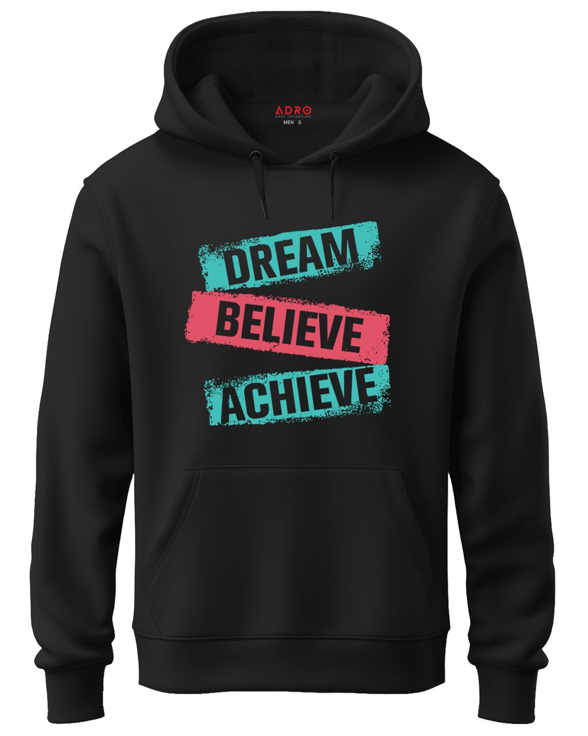 ADRO Men's Cotton Hooded Hoodie (H20-M-DBA-BL_Black)