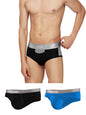 XYXX Mens Underwear Illuminati IntelliSoft Antimicrobial Micro Modal Brief Pack of 3 (Black & Steel Grey ; Brilliant Blue ; Bla