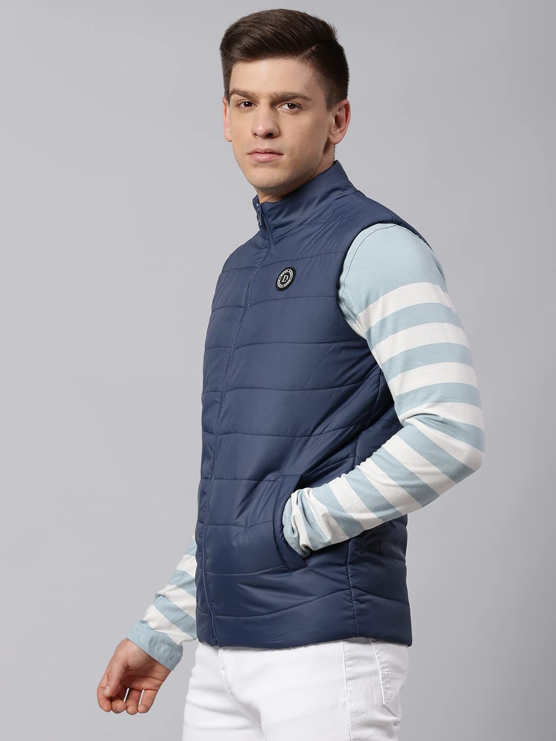 Dennis Lingo Polyester Regular Fit Long Sleeves MenS Solid Puffer Jacket With 2 Pockets - Lightweight Casual Winterwear For Men