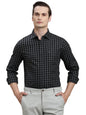 Turtle Men Black Slim Fit Checkered Pure Cotton Casual Shirt