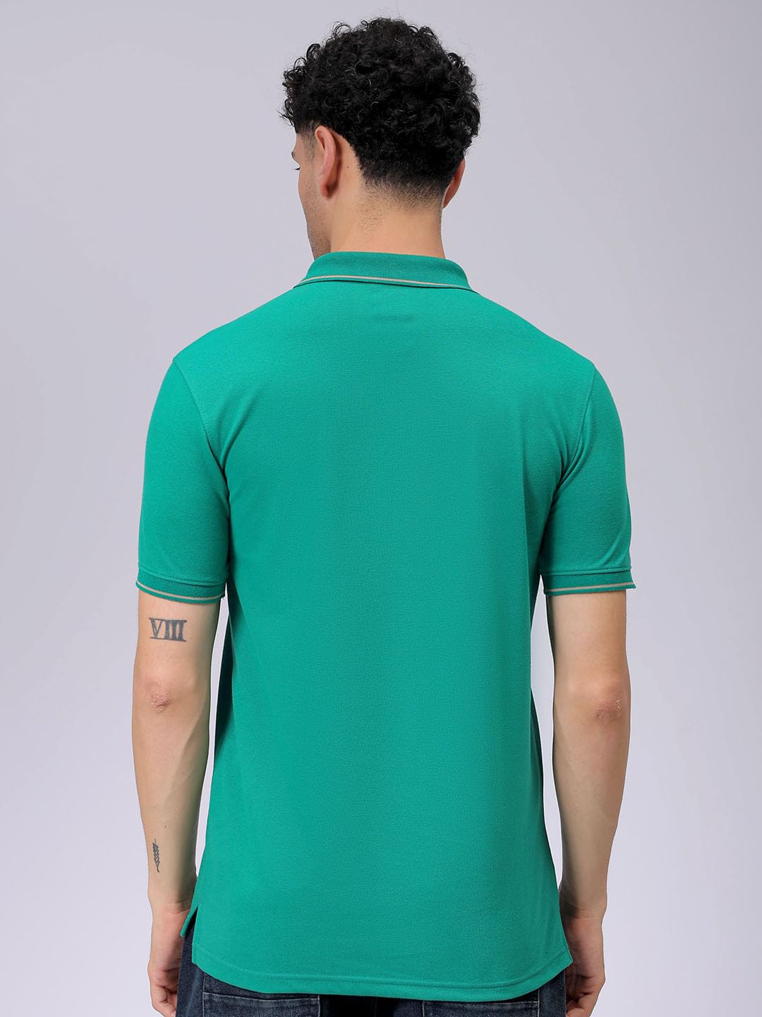 The Indian Garage Co Men Slim Fit Solid Polo Collar Tshirt