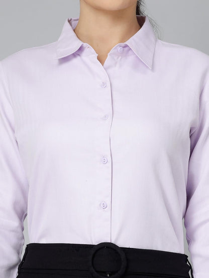 Style Quotient Women Self Design Lilac Polycotton Formal Shirt