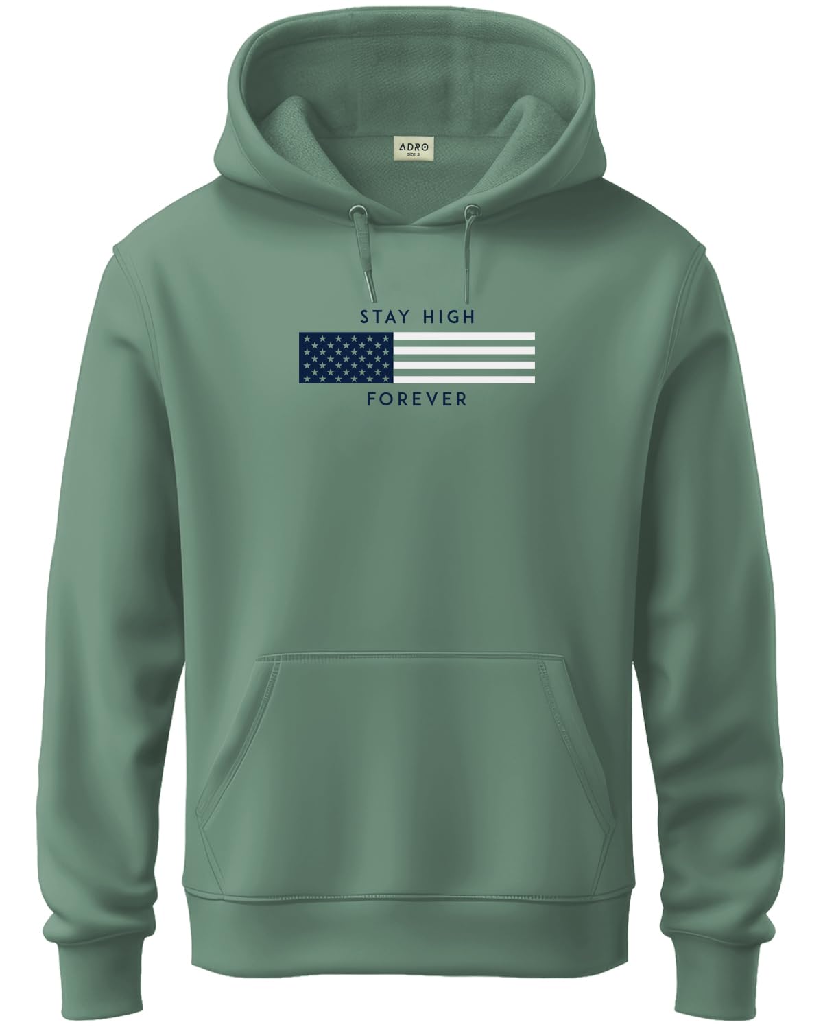 ADRO Men's Cotton Blend Neck Hooded Sweatshirt (H24-FLAG)
