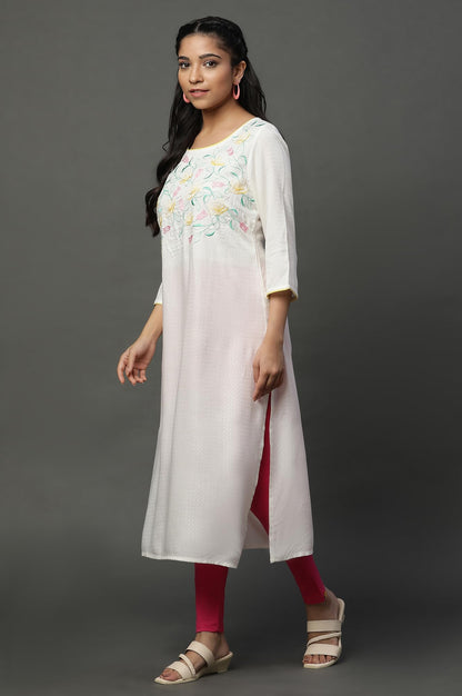 Aurelia Womens Viscose Regular Kurta (24FEA14781-607023_White