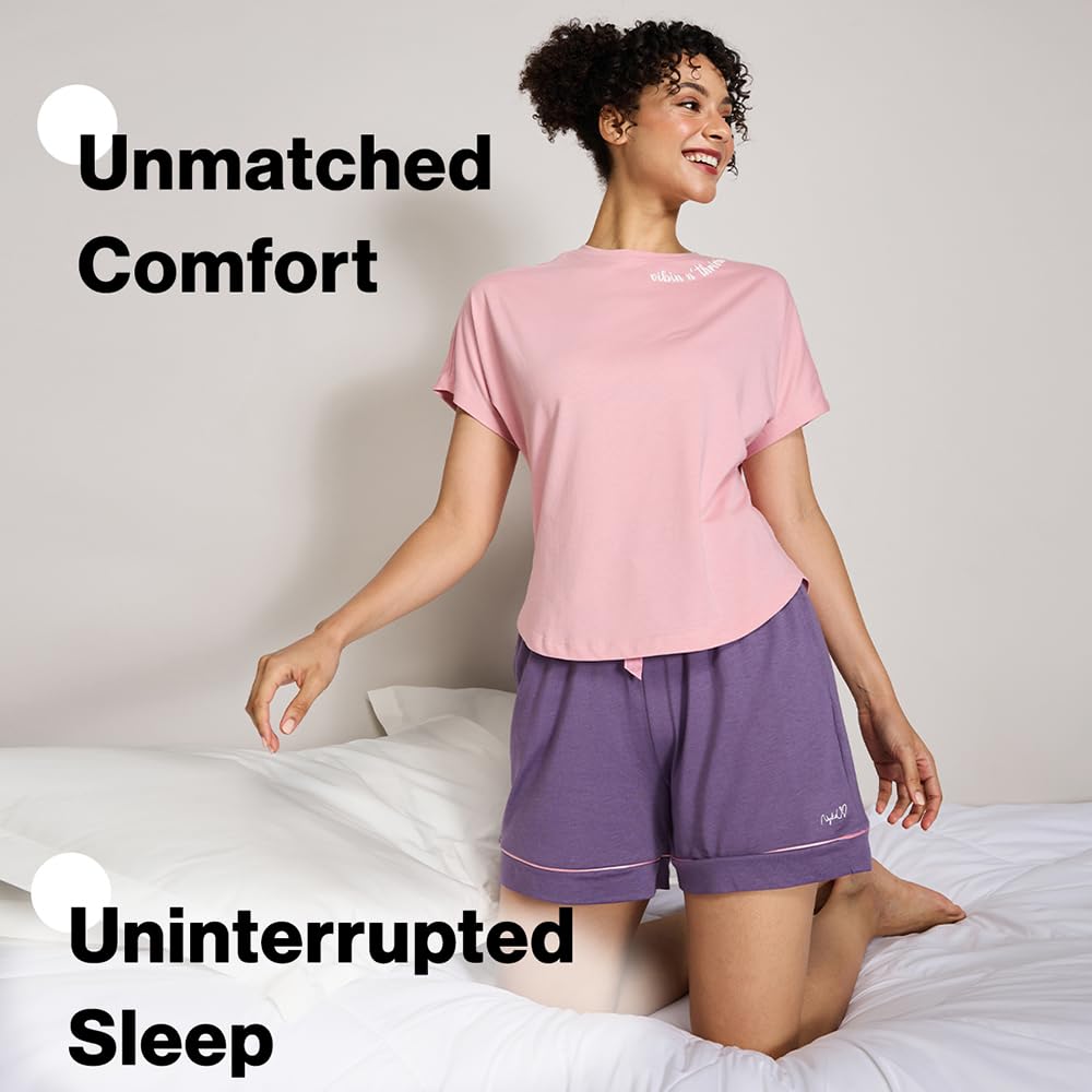 Nykd (Nys931 Soft Modal Cotton Sleepwear T Shirt For Women | Relaxed Fit Top With Round Neck & Extended Sleeves | Perfect For Ni