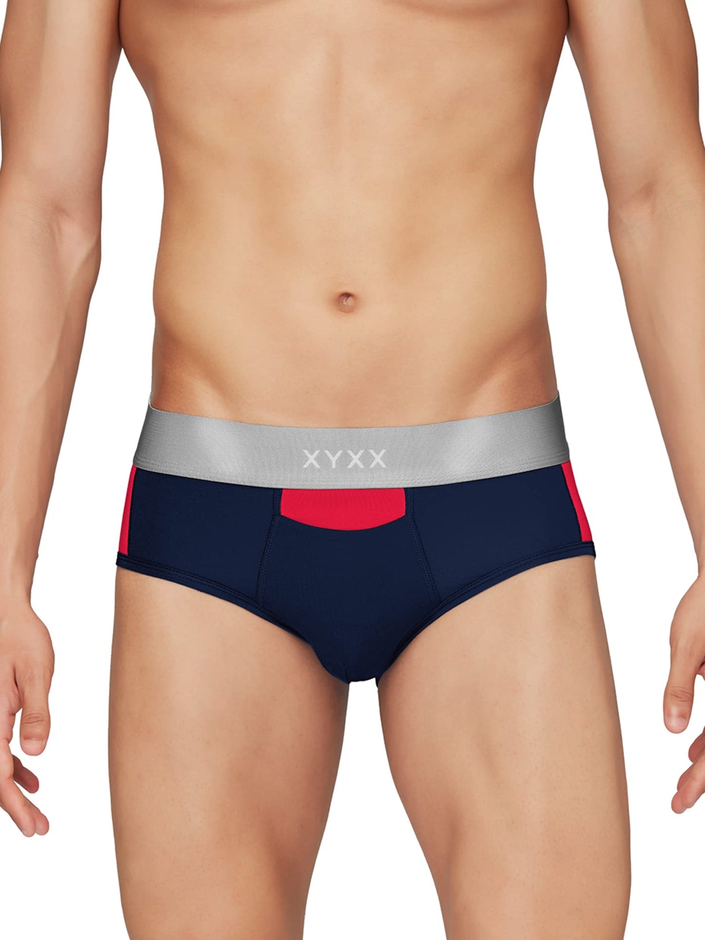 XYXX Mens Underwear Illuminati IntelliSoft Antimicrobial Micro Modal Brief Pack of 2 (Black Iris & Tango Red;Black Iris & Brill