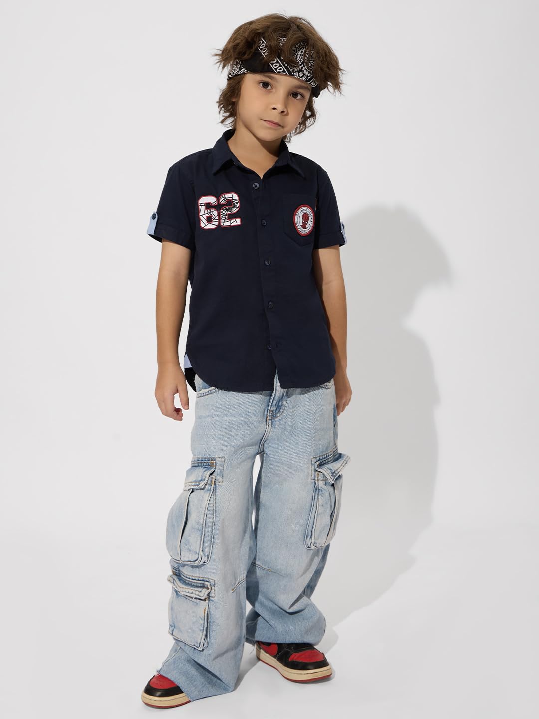 The Souled Store Officials Spider-Man Originals: Web of Justice Boys Short Sleeves Collared Neck Button Graphic Printed Cotton S