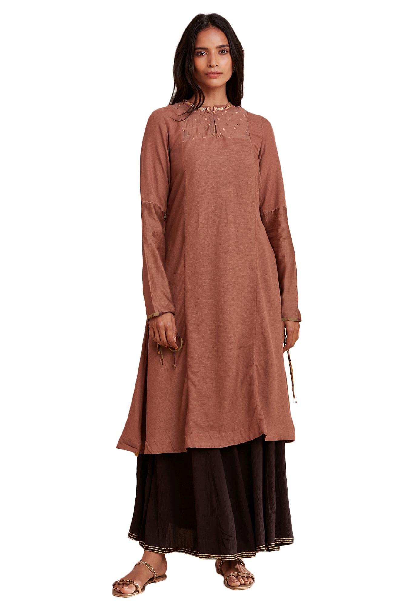 W for Woman Women Mandarin Neck Kurta Solid 44 L Full SLV