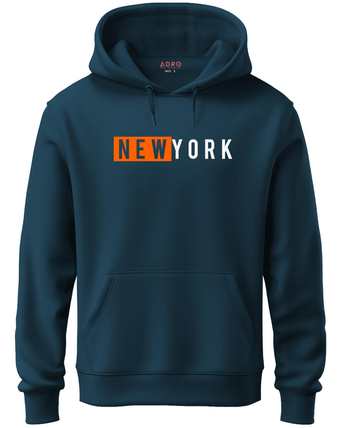 ADRO Men's Cotton Neck Hooded Sweatshirt (H20-M-NKY-SB_Teal)