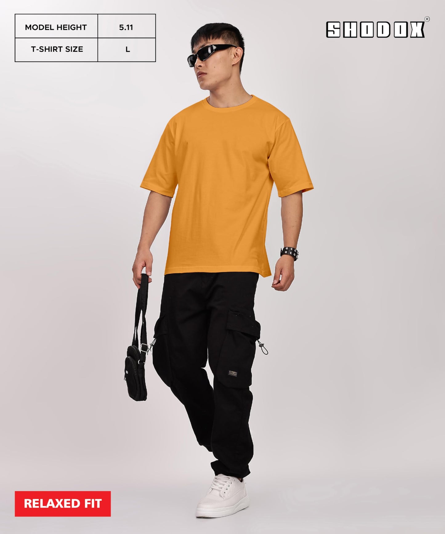 SHODOX Mens 100% Cotton Relaxed Fit Half Sleeve Tshirt for Men Drop Shoulder Front and Back Solid Round Neck T-Shirts (Pack of 1