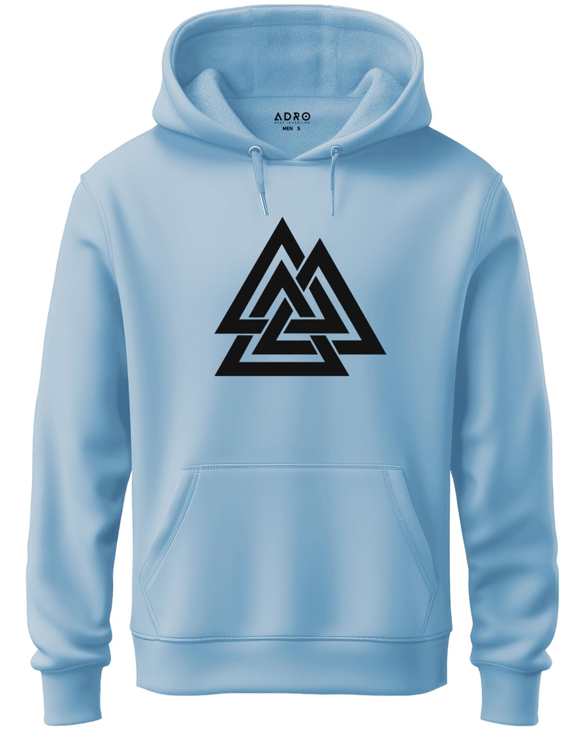 ADRO Men's Cotton Neck Hooded Sweatshirt (H21-M-TKT-SK_SkyBlue)