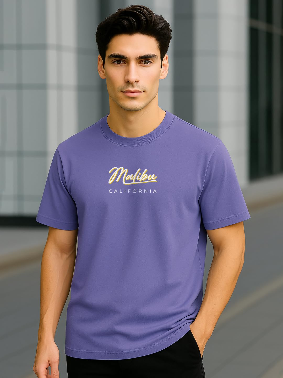 Nobero MenS Typography Regular Fit T-Shirt (1M-Twrt-C0731_Future Dusk_1