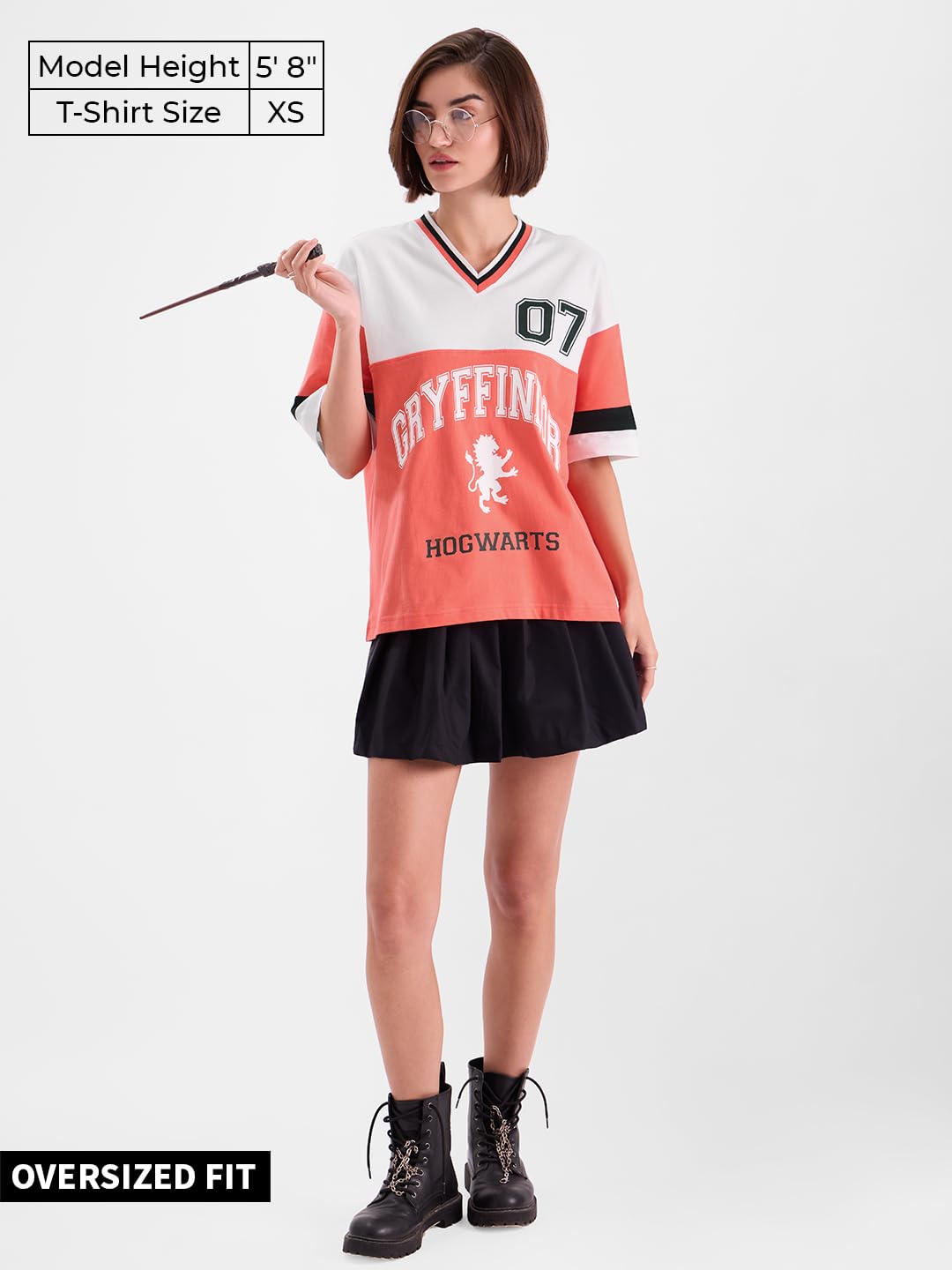 The Souled Store Official Harry Potter: House GryffindorWomen Oversized T-Shirts Oversized T Shirts for Women T-Shirt Girls Cott