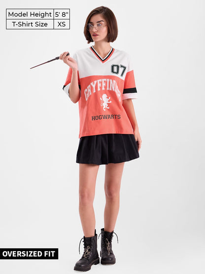 The Souled Store Official Harry Potter: House GryffindorWomen Oversized T-Shirts Oversized T Shirts for Women T-Shirt Girls Cott