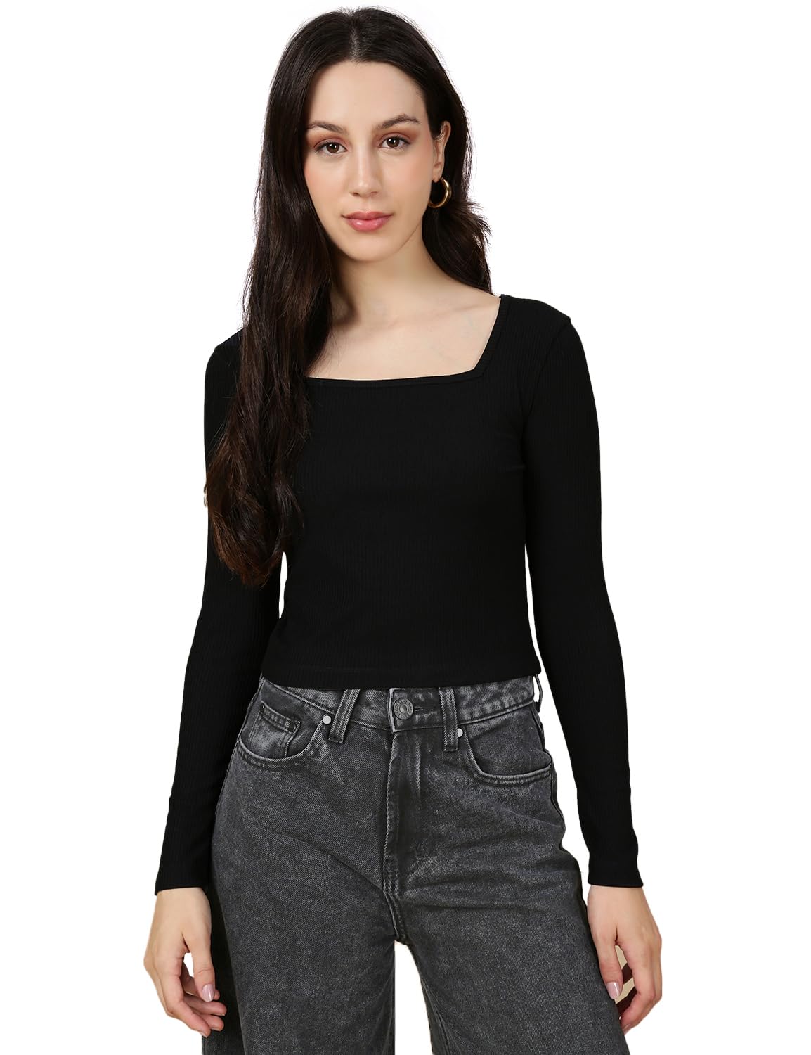 Fyltr WomenS Solid Regular Fit T Shirt (Fylss25Wkt-1002_Onyx Black