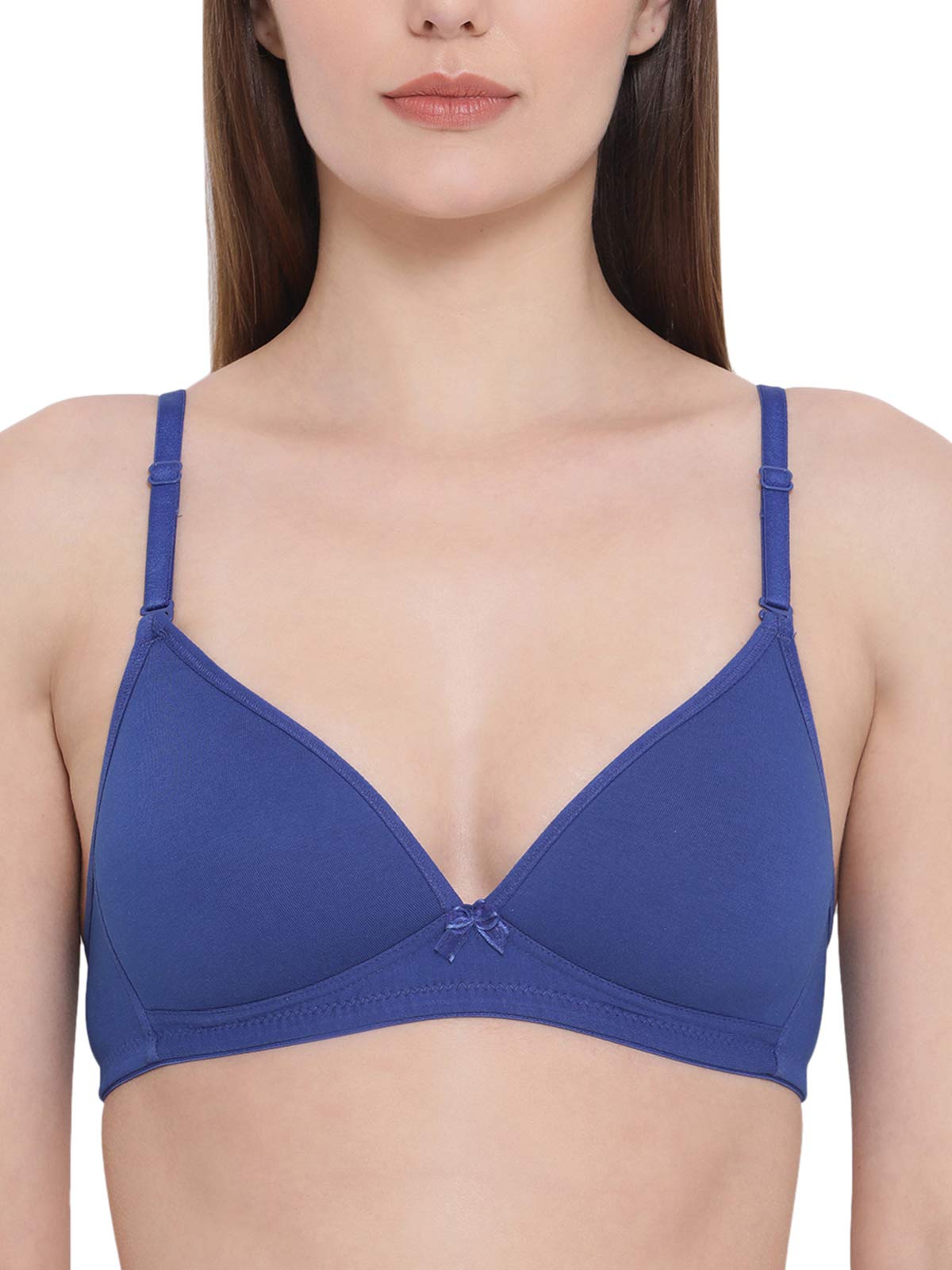 Clovia Womens Cotton Padded Non-Wired Plunge Multiway T-Shirt Bra (BR1632P08_Blue_36B)