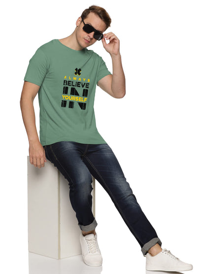 ADRO Believe in Yourself Printed T-Shirts for Men & Women (RNR-S35-BEL-PT_Pista)