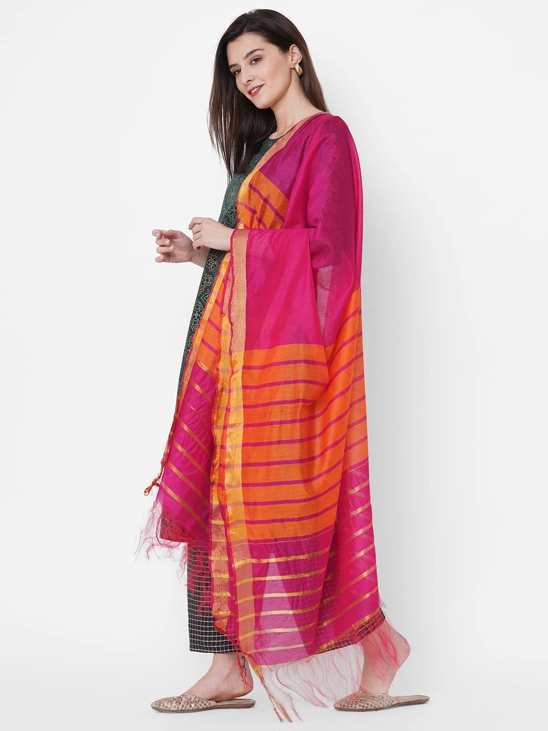 GoSriKi Women's Cotton Blend Straight Printed Kurta and Palazzos & Dupatta (Client Nw-GO)