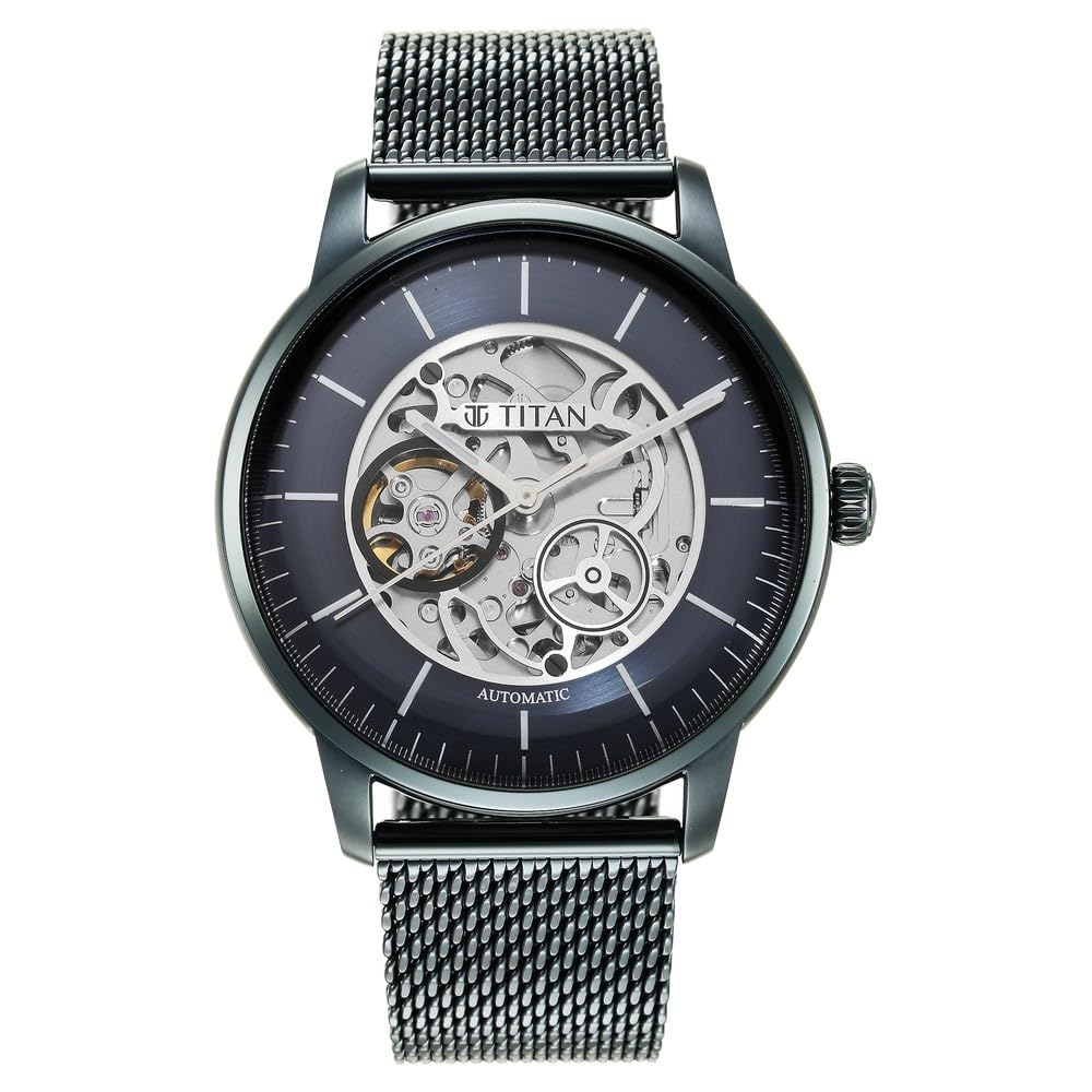 Titan Mechanical 90110 Analog Blue Dial Men's Watch-90110QM01/NR90110QM01 Stainless Steel, Blue Strap