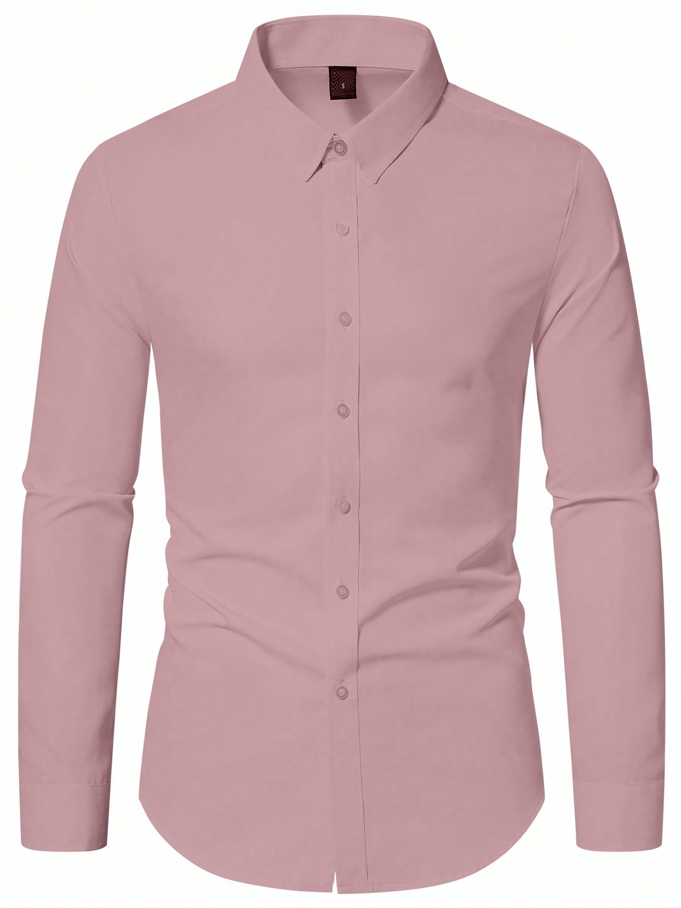 AVANOVA Mens Peach Long Sleeve, Slim Fit Button Down Dress Shirt for Men | Casual Office Wear | Formal Business Shirts | Stylis