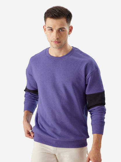 The Souled Store Violet Berry Men and Boys Pull On Long Sleeve Crew Neck Solid Oversized Fit Sweatshirts Oversized Sweatshirts f