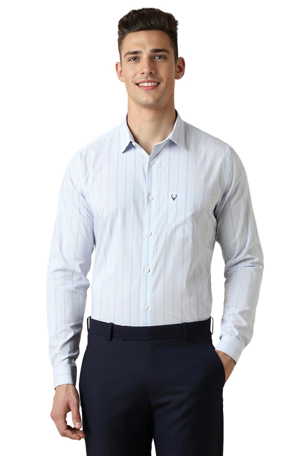 Allen Solly Men Slim Fit Striped Formal Full Sleeve T-Shirt