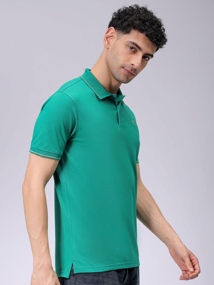 The Indian Garage Co Men Slim Fit Solid Polo Collar Tshirt