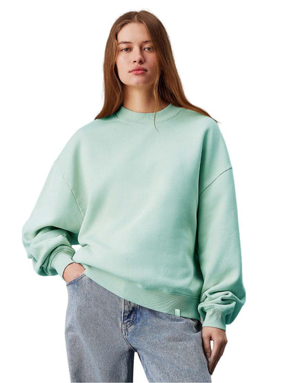 Kotty WomenS Fleece Sweatshirt Solid Pattern With Classic Round Neck(Green,Xl)