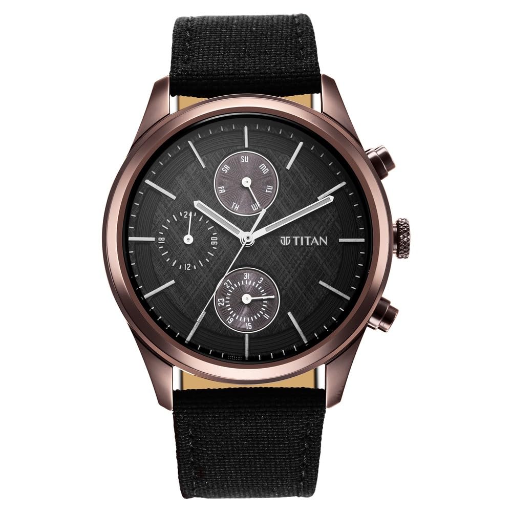 Titan Analog Black Dial Men's Watch-1805QP01, Black, Analog Watch, Black, Analog Watch
