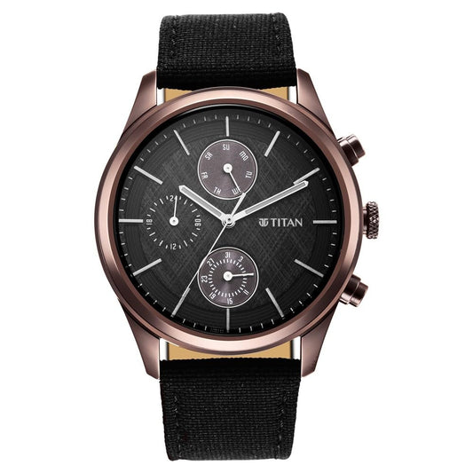 Titan Analog Black Dial Men's Watch-1805QP01, Black, Analog Watch, Black, Analog Watch