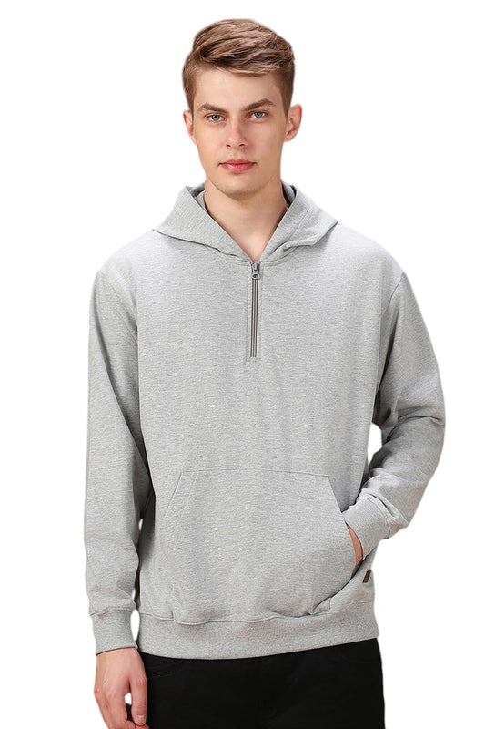 Dennis Lingo Men Solid Polycotton Regular Fit Full Sleeves Pullover Sweatshirts Grey Melange